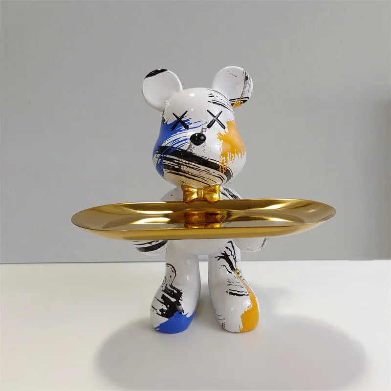 Decorative Bear Storage Figure with Bowl for Keys and Treats