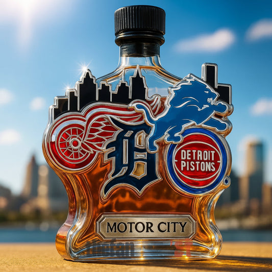 Patriotic Decorative Glass Bottle with Sports Tribute Design