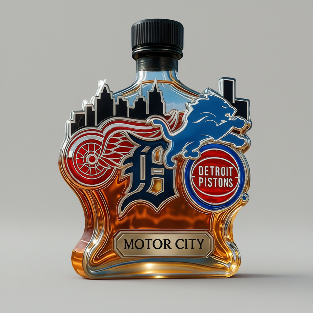 Patriotic Decorative Glass Bottle with Sports Tribute Design