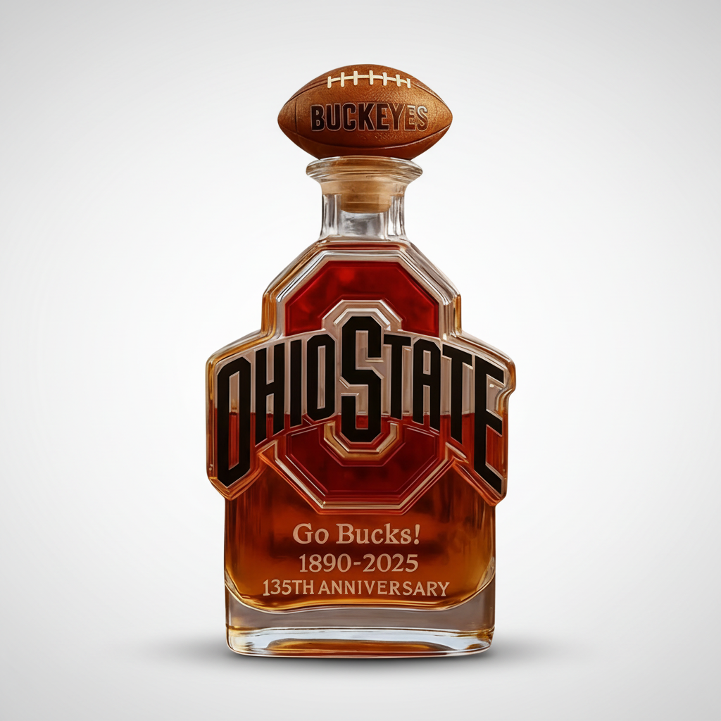 Patriotic Decorative Glass Bottle with Sports Tribute Design