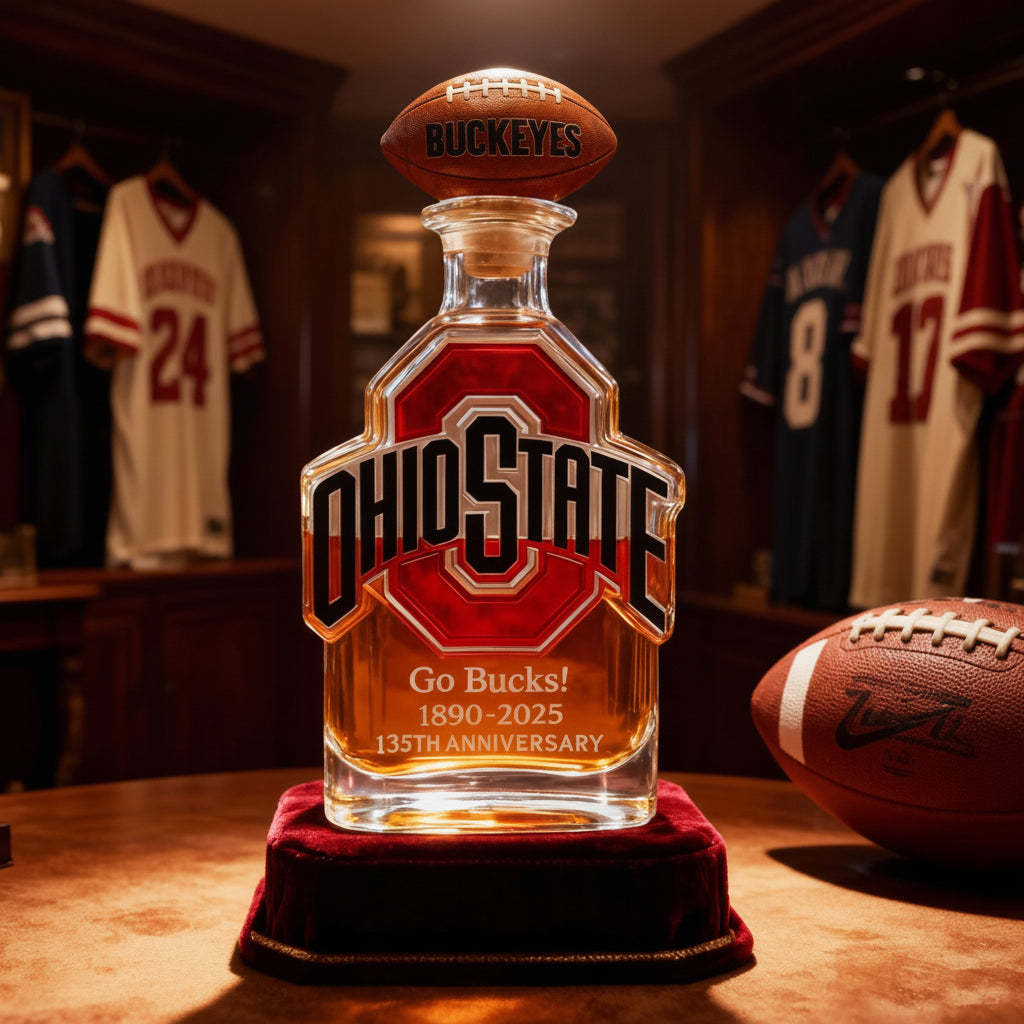 Patriotic Decorative Glass Bottle with Sports Tribute Design