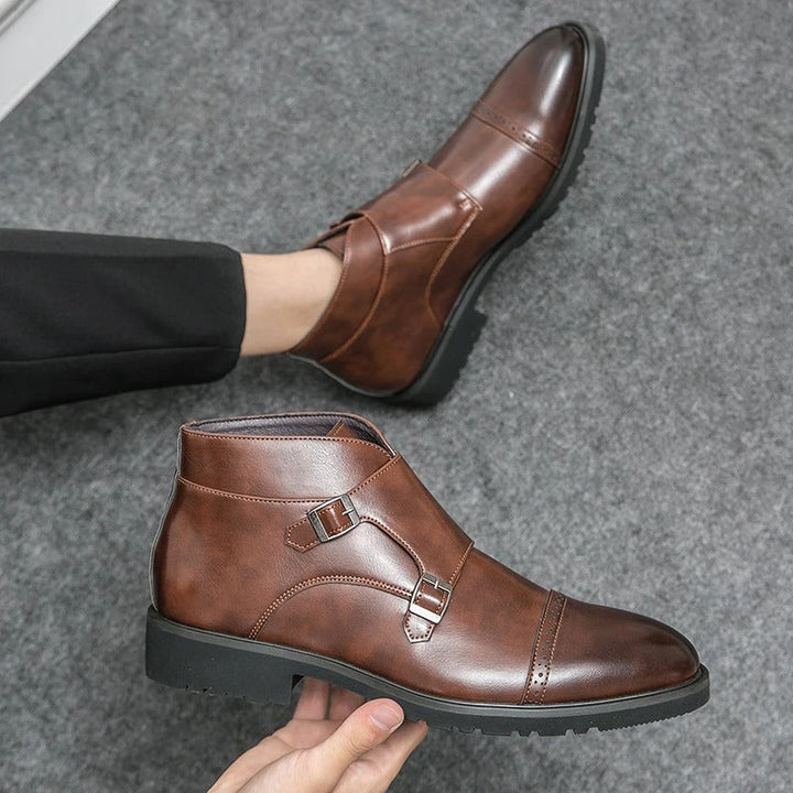 Darell | Double Monk Strap Orthopedic Leather Boots