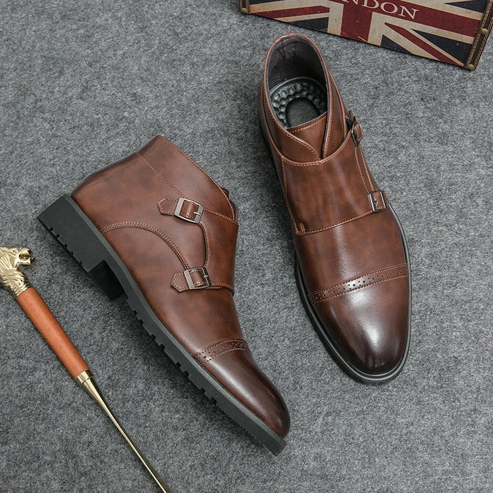 Darell | Double Monk Strap Orthopedic Leather Boots