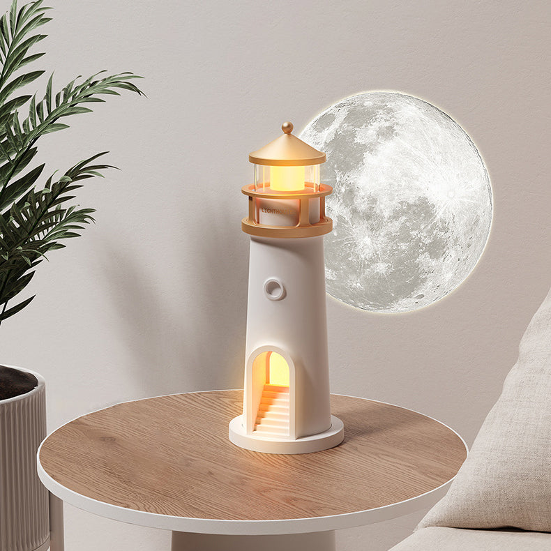 Lighthouse Bluetooth Speaker Lamp with Moon Projection Night Light