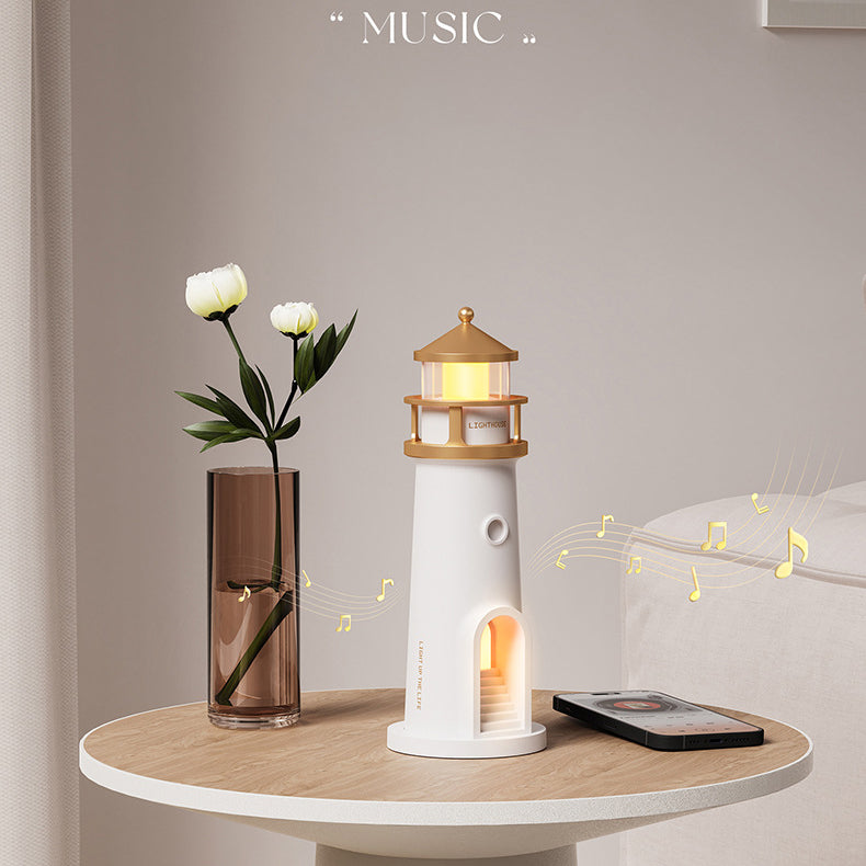 Lighthouse Bluetooth Speaker Lamp with Moon Projection Night Light
