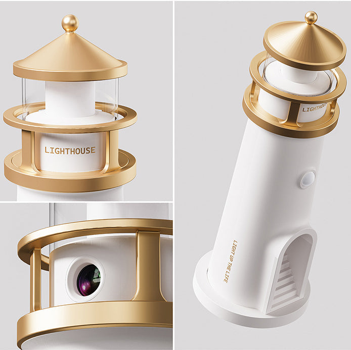 Lighthouse Bluetooth Speaker Lamp with Moon Projection Night Light