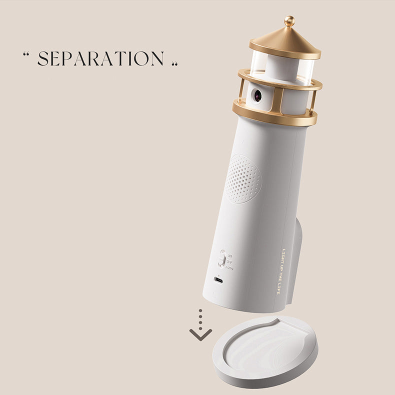 Lighthouse Bluetooth Speaker Lamp with Moon Projection Night Light