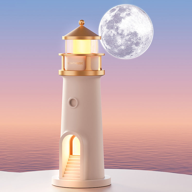 Lighthouse Bluetooth Speaker Lamp with Moon Projection Night Light
