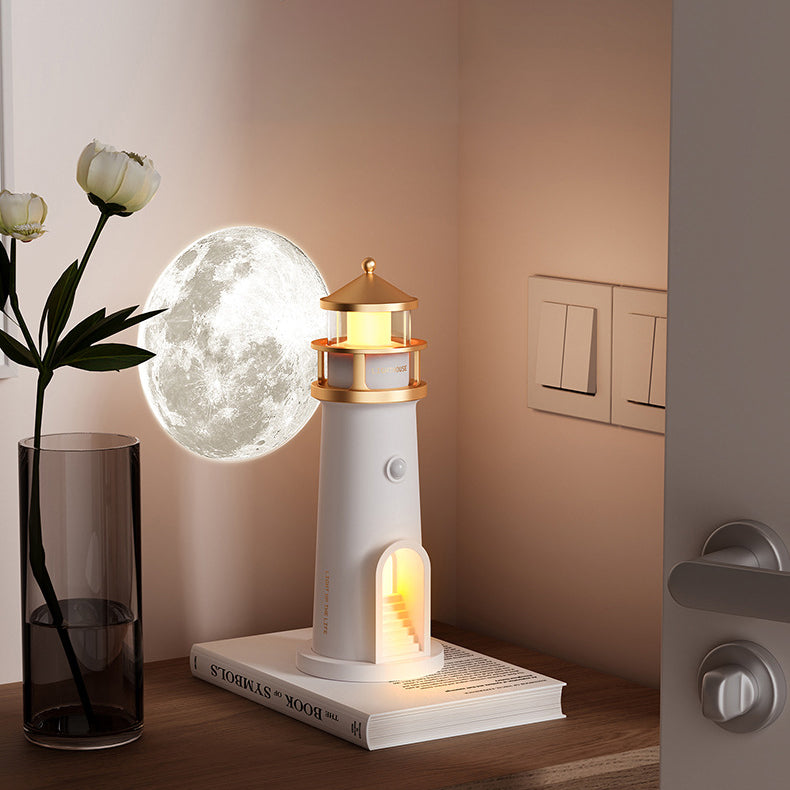 Lighthouse Bluetooth Speaker Lamp with Moon Projection Night Light