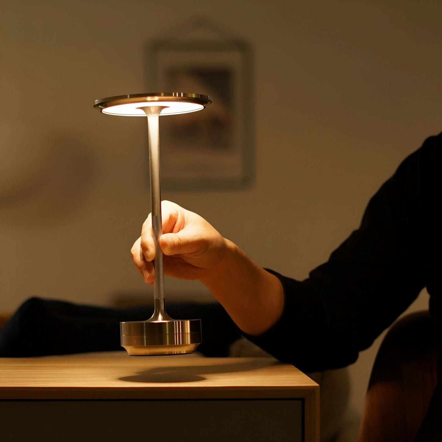 Rechargeable Wireless LED Table Lamp - Portable Touch Control, Metal Finish
