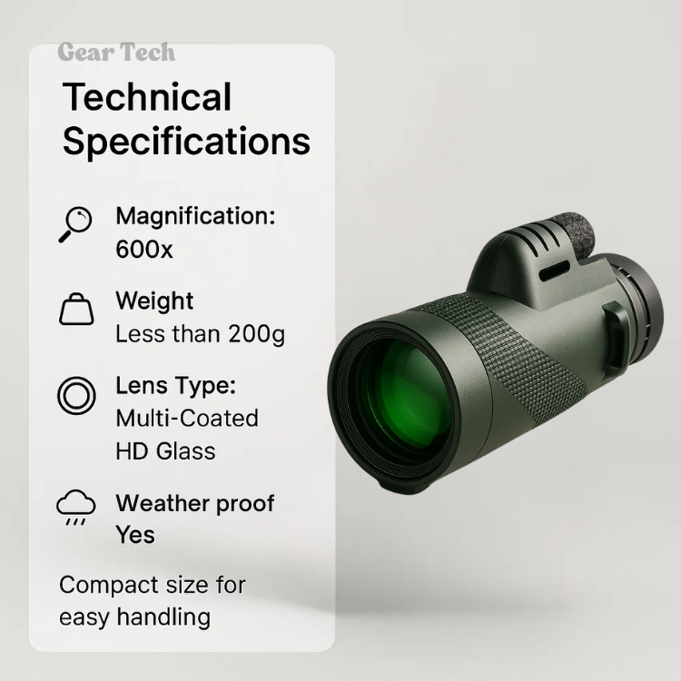 600x Magnification Monocular Telescope with HD Clarity