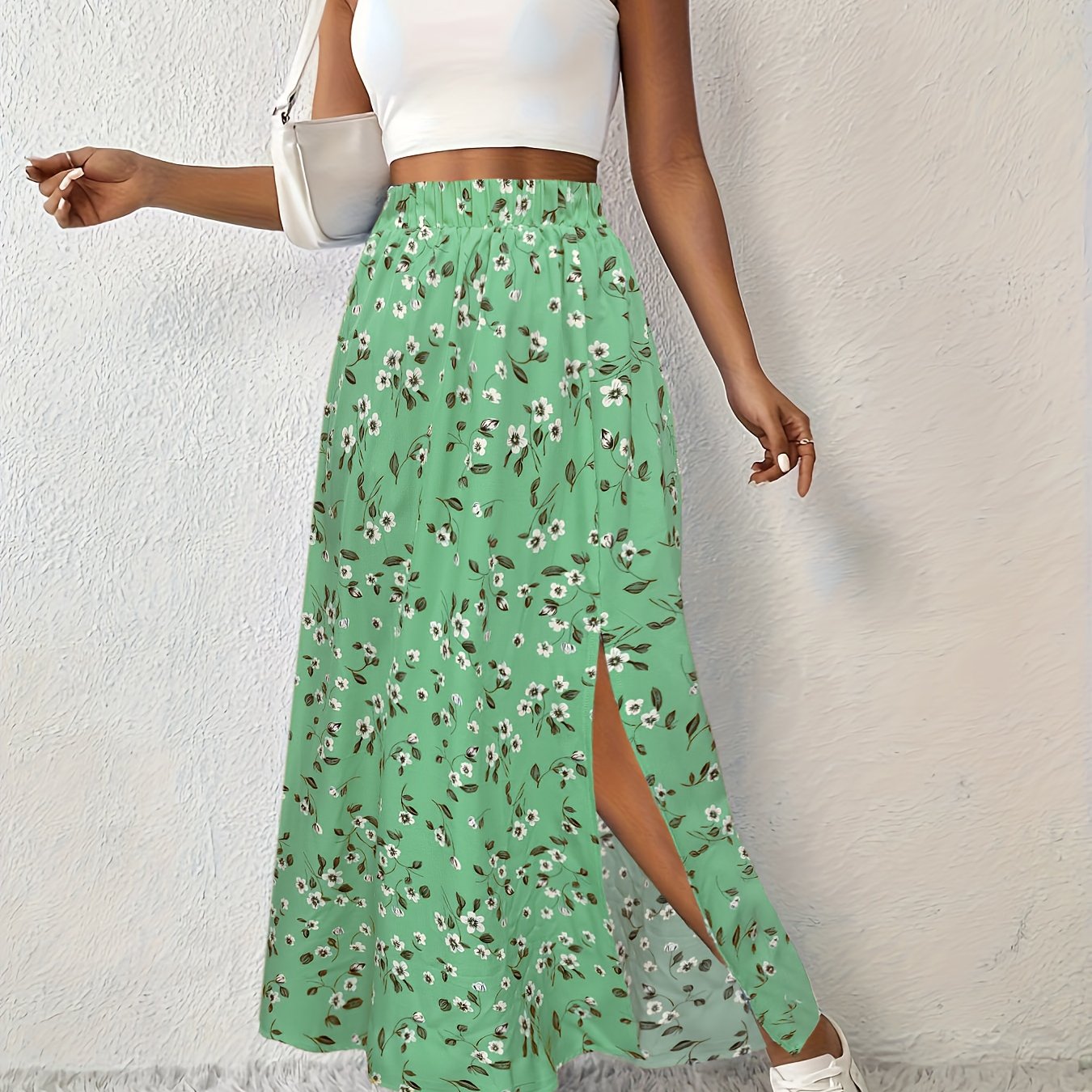 Floral Maxi Skirt with Breezy Slit for Women