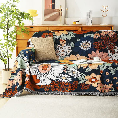 Floral Cotton Tassel Sofa Cover