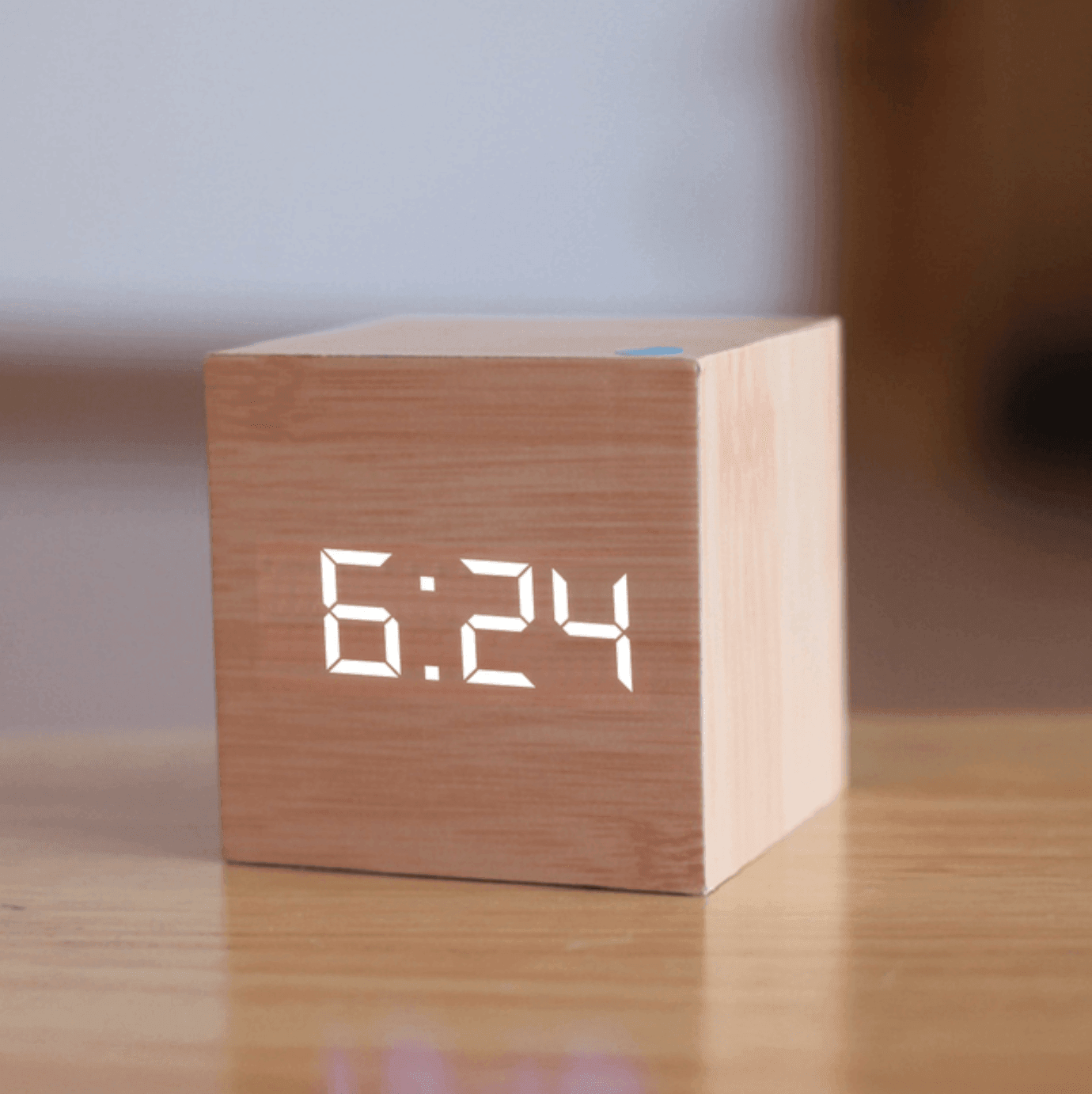 Wooden LED Digital Alarm Clock with Temperature Display