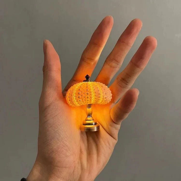 DIY Sea Urchin Night Light with Natural Shell and Metal Base