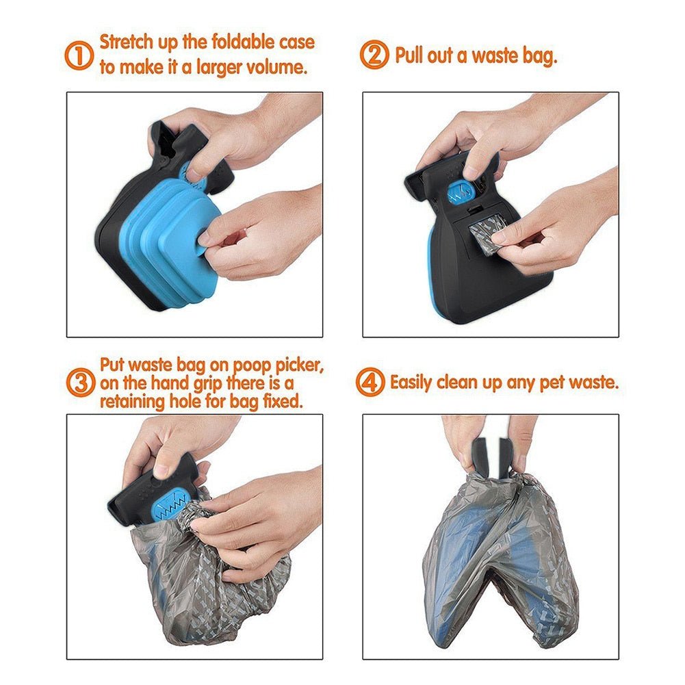 Foldable Dog Pooper Scooper with Waste Bag Compartment