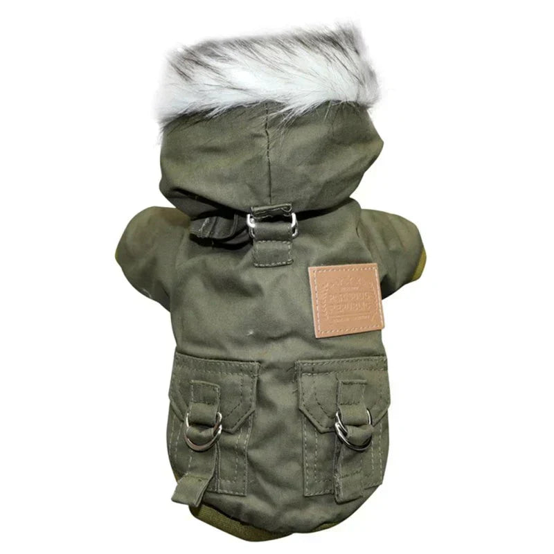 Waterproof Dog Winter Coat with Hood and Leash D-Ring
