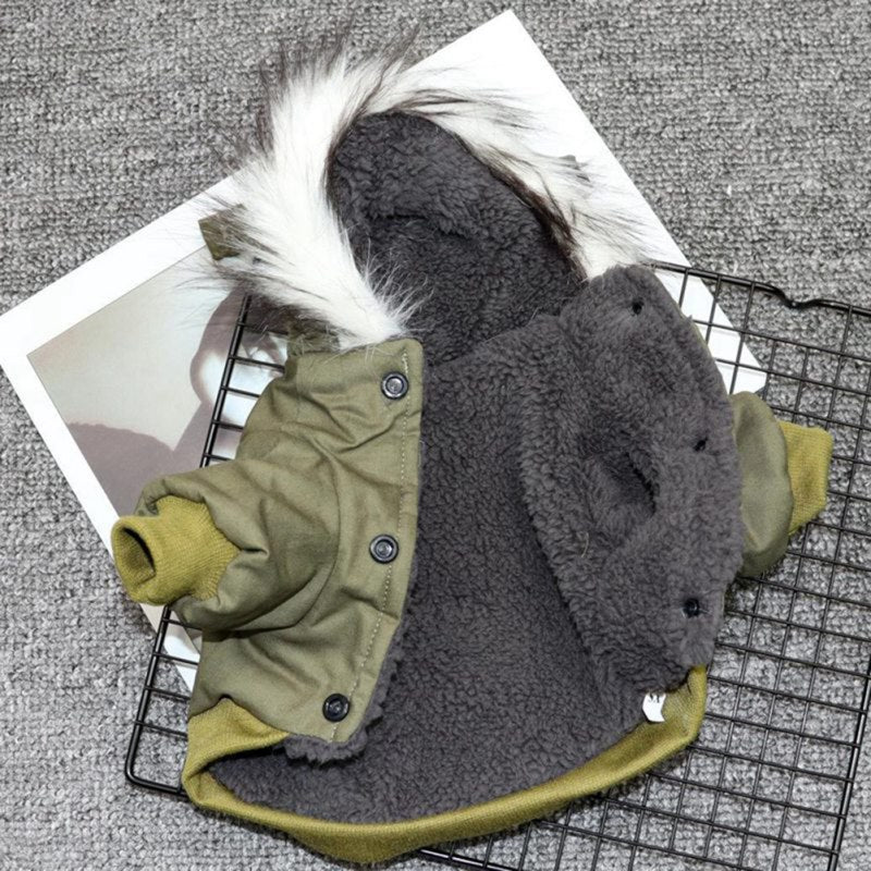 Waterproof Dog Winter Coat with Hood and Leash D-Ring