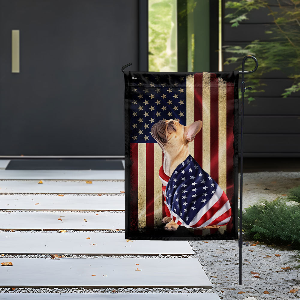 French Bulldog American Flag Banner - Patriotic Canvas Flag for Indoor/Outdoor Use