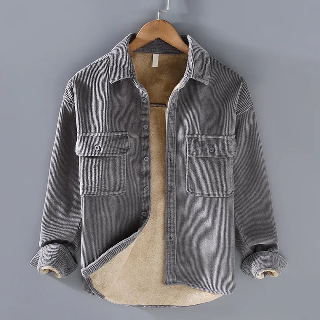 Men's Relaxed Fit Button-Up Jacket with Pockets