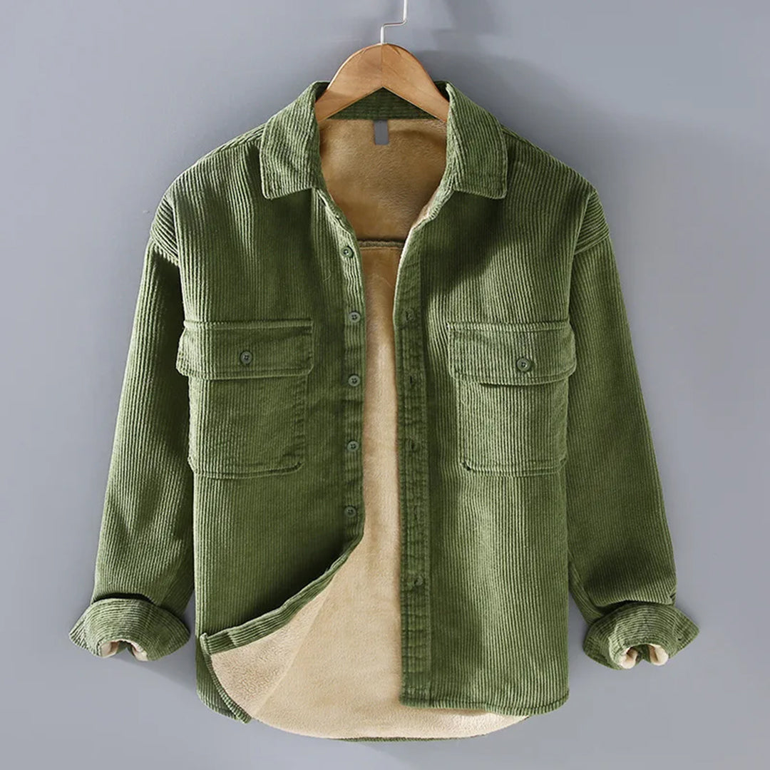 Men's Relaxed Fit Button-Up Jacket with Pockets