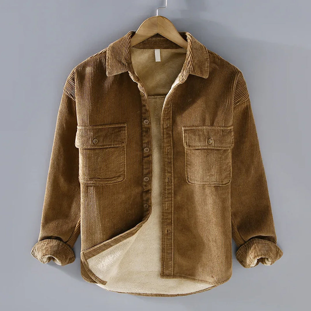 Men's Relaxed Fit Button-Up Jacket with Pockets