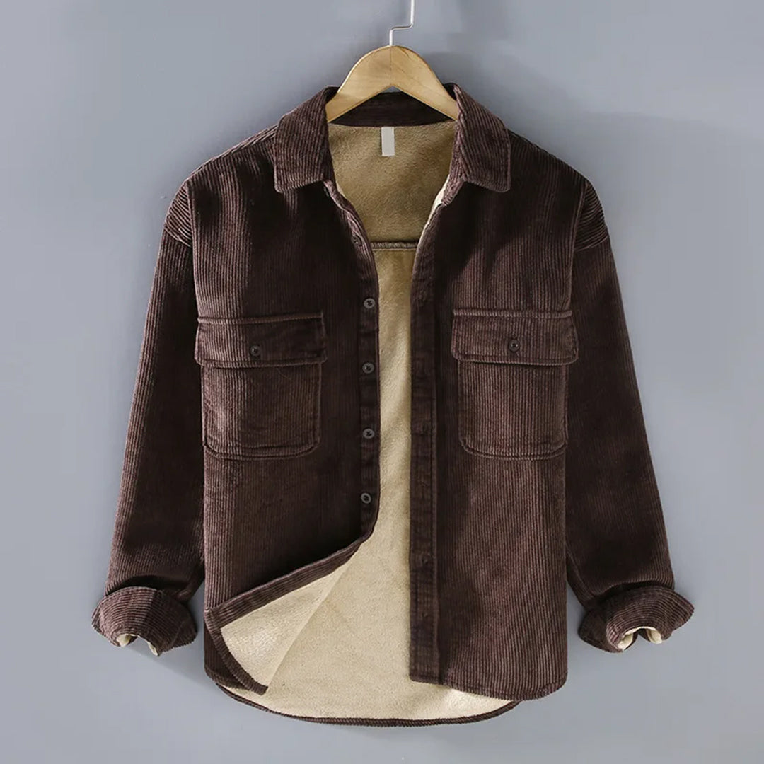 Men's Relaxed Fit Button-Up Jacket with Pockets