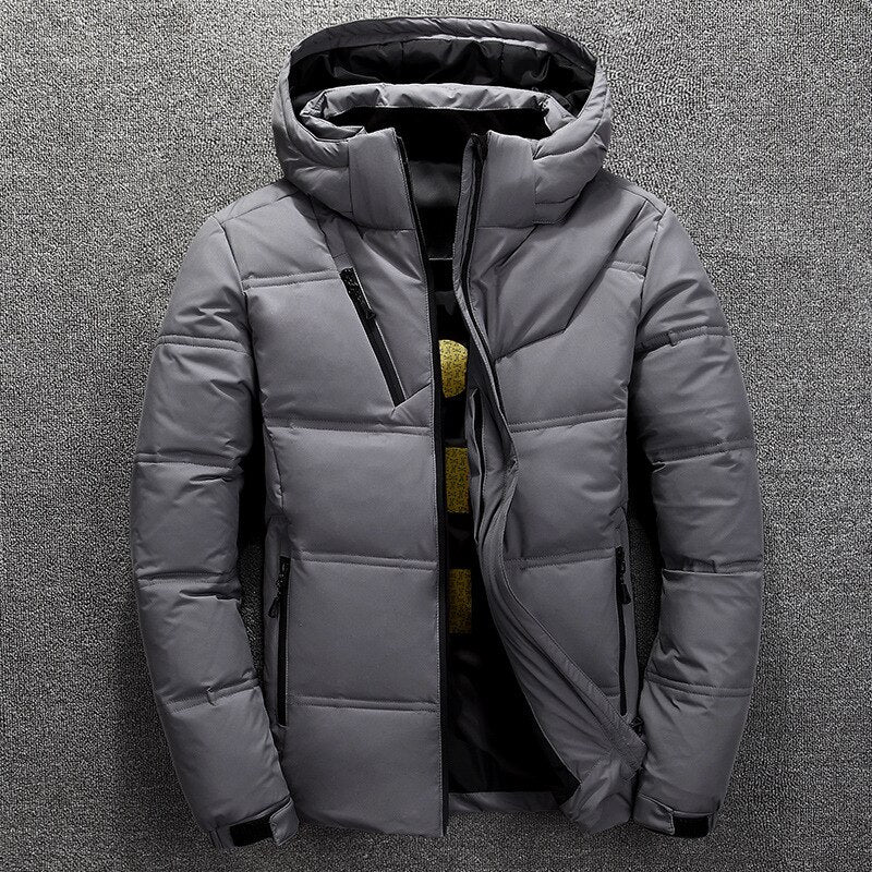 Men's Warm Insulated Winter Jacket with Removable Hood