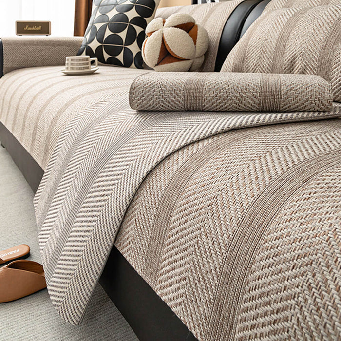 Breathable Pet-Friendly Herringbone Sofa Cover