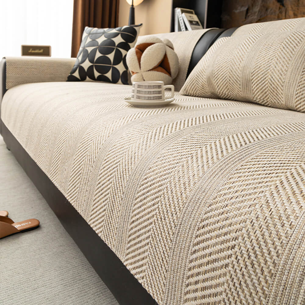 Breathable Pet-Friendly Herringbone Sofa Cover