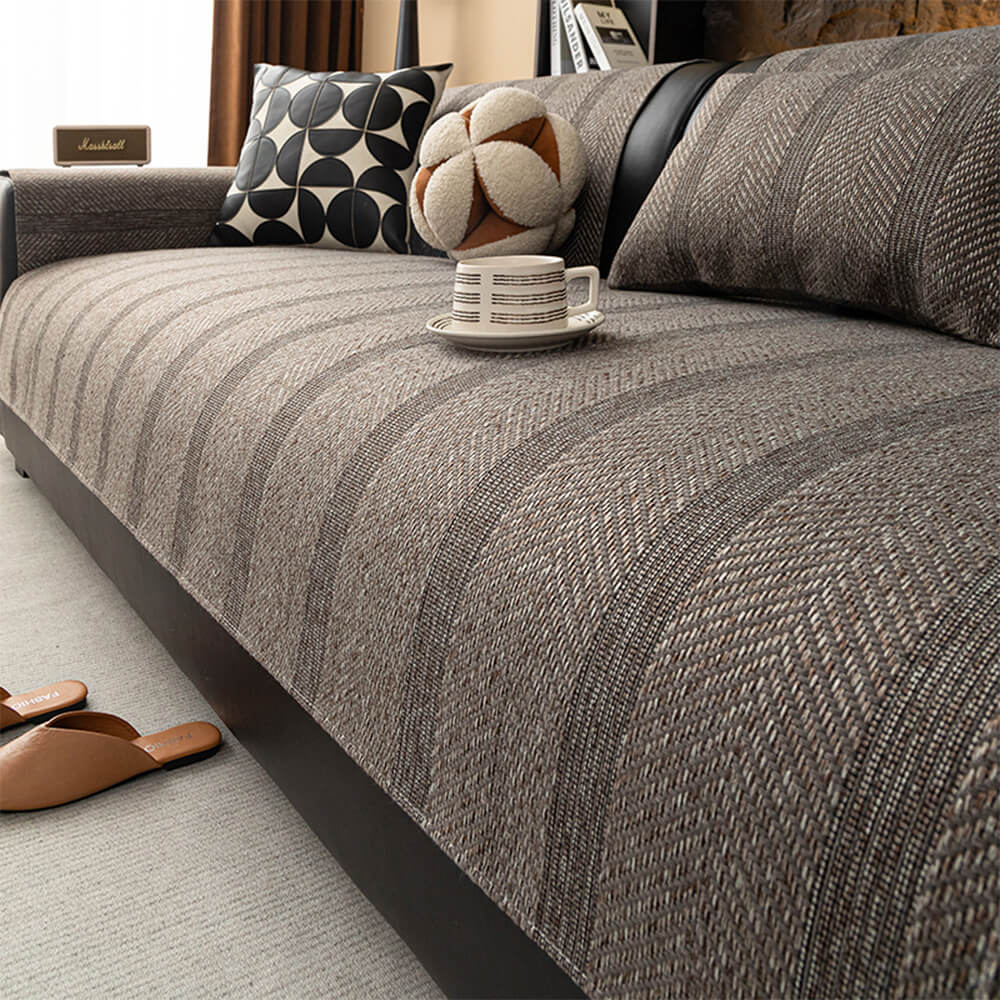 Breathable Pet-Friendly Herringbone Sofa Cover