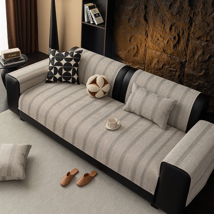 Breathable Pet-Friendly Herringbone Sofa Cover