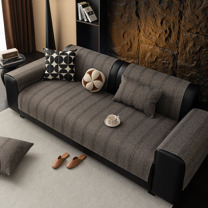 Breathable Pet-Friendly Herringbone Sofa Cover
