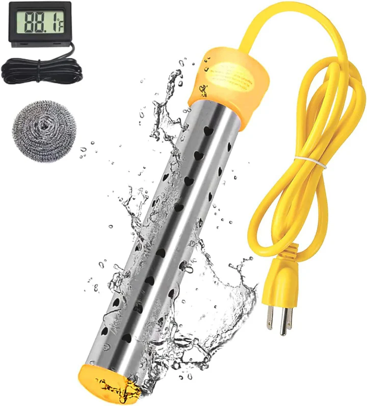 Portable Stainless Steel Immersion Water Heater with Safety Guard