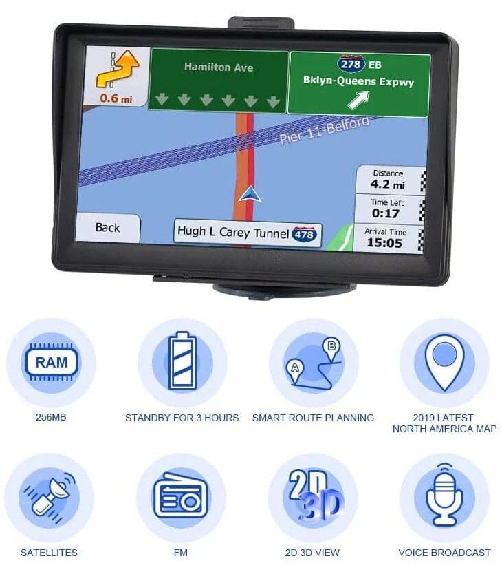 7 Inch Touchscreen GPS Navigation System with Lifetime Map Updates