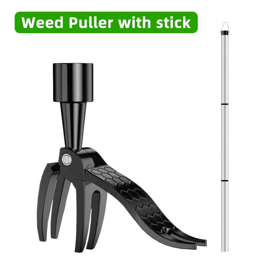 Stand Up Weed Puller Tool with 4 Claw Root Removal and Foot Pedal