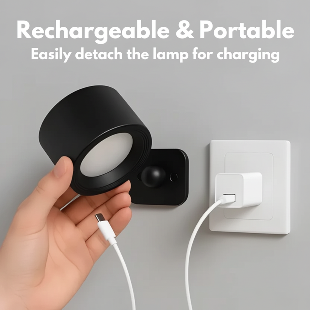 Rechargeable LED Wall Light with Magnetic Mount and Adjustable Brightness