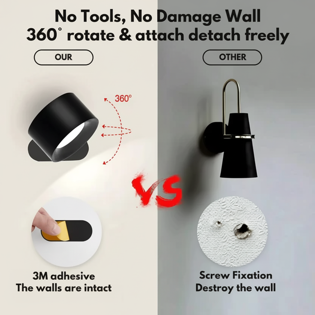 Rechargeable LED Wall Light with Magnetic Mount and Adjustable Brightness