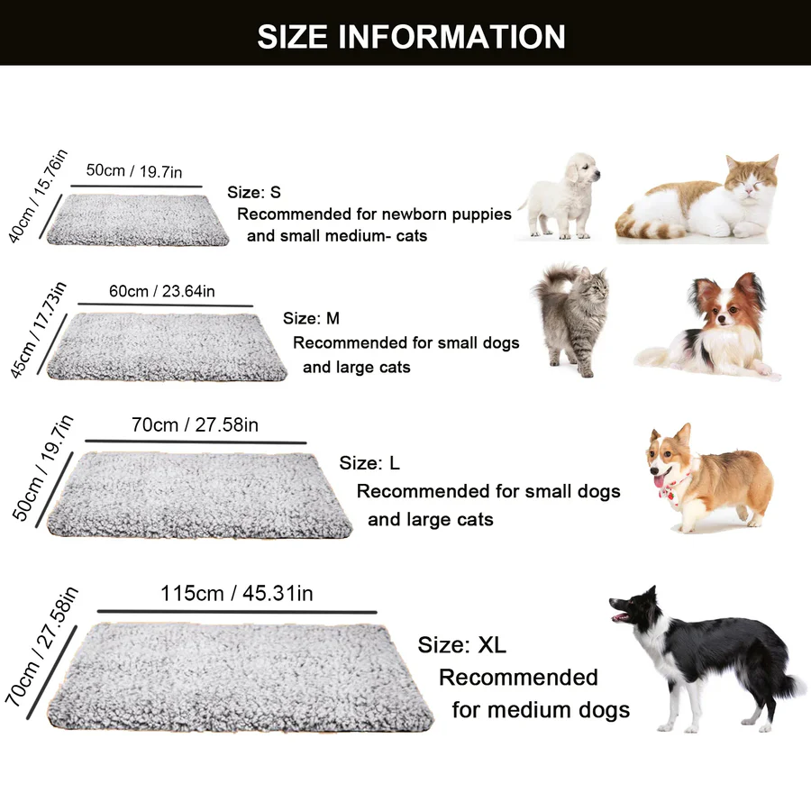 Self-Warming Faux-Fur Pet Mat for Dogs and Cats