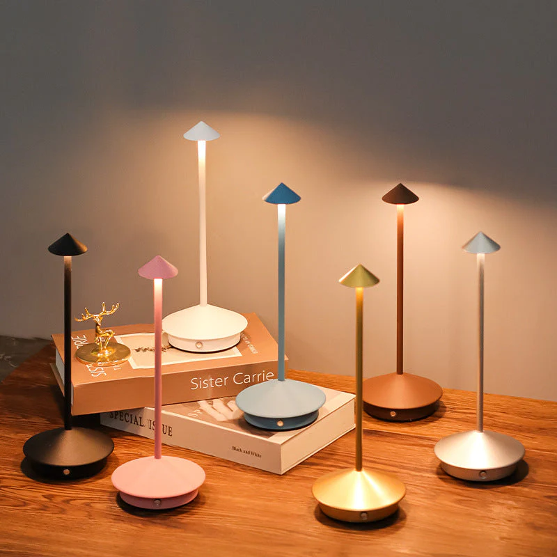 Wireless LED Table Lamp with Touch Dimming and Rechargeable Battery
