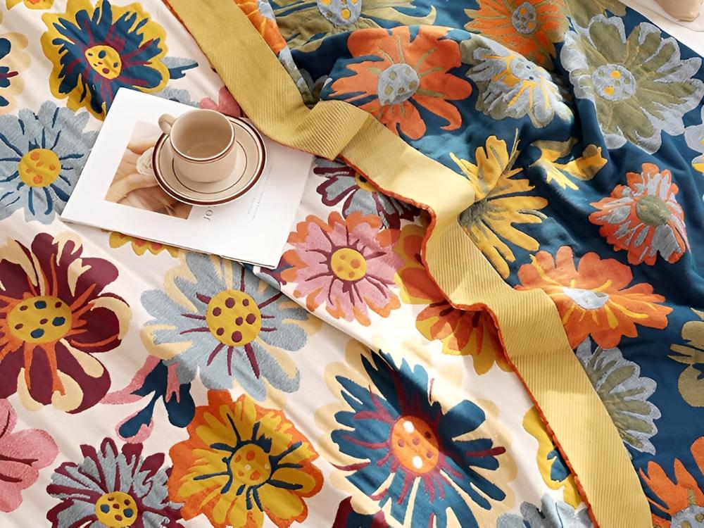 Reversible Bright Flower Organic Cotton Blanket