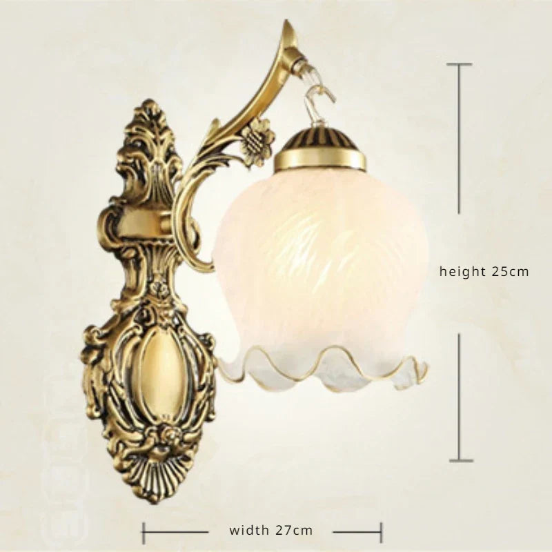 Vintage European Style Wall Lamp with Glass and Metal Design