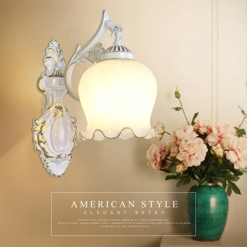 Vintage European Style Wall Lamp with Glass and Metal Design