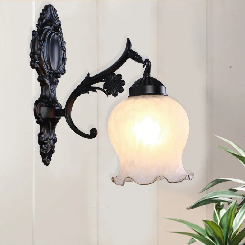 Vintage European Style Wall Lamp with Glass and Metal Design