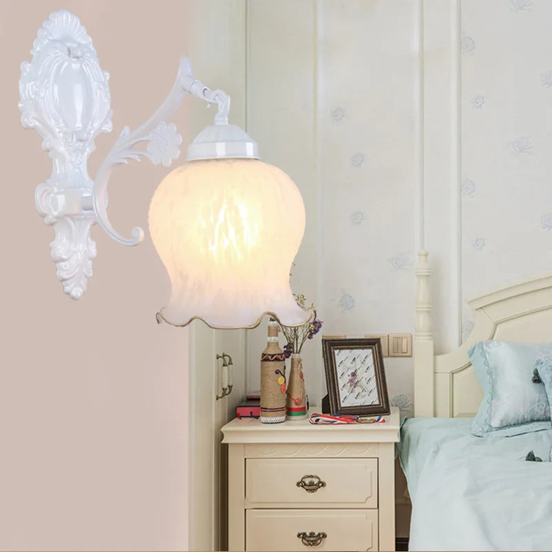 Vintage European Style Wall Lamp with Glass and Metal Design