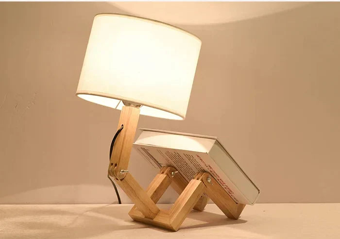 Wooden Table Lamp with Book Holder – Modern Chic Design