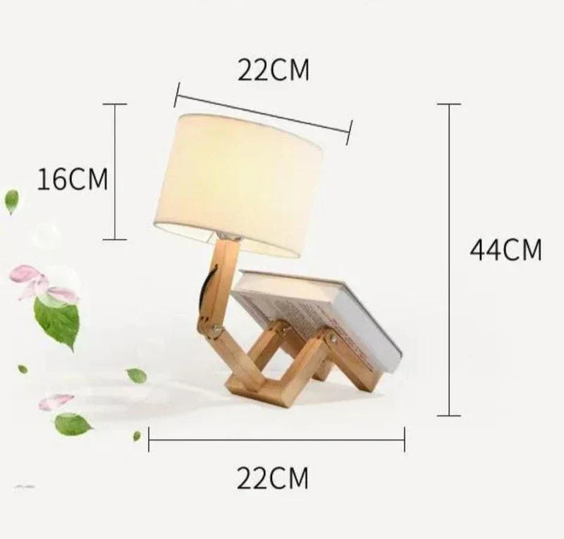 Wooden Table Lamp with Book Holder – Modern Chic Design
