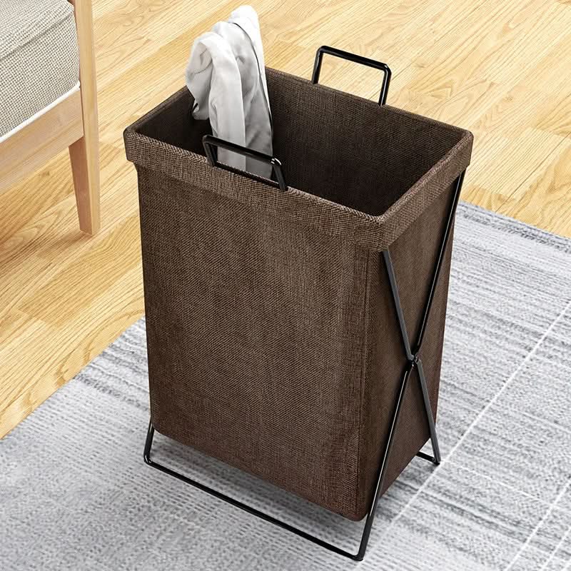 Foldable Laundry Basket with Metal Frame and Woven Fabric