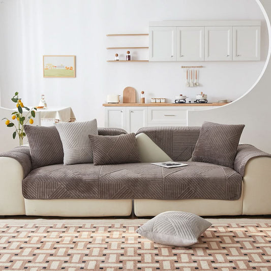 Non-Slip Plush Sofa Cover for 2-4 Seat Sofas
