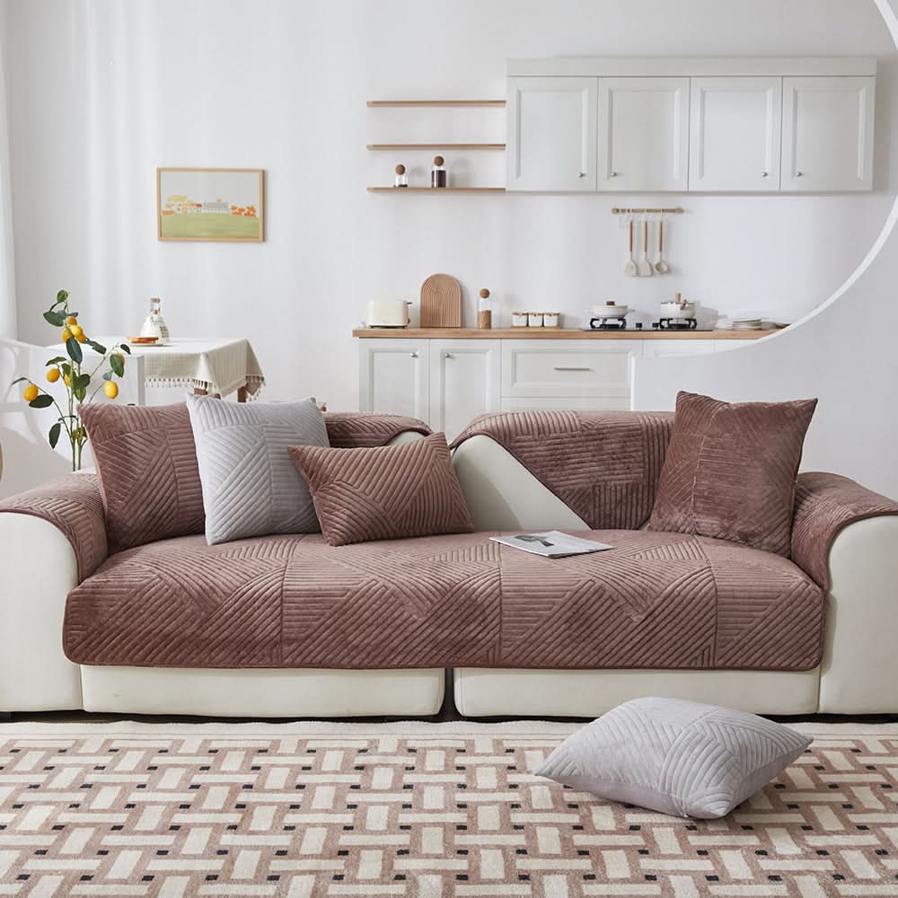 Non-Slip Plush Sofa Cover for 2-4 Seat Sofas